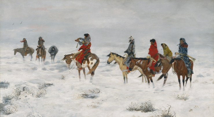 Lost in a Snowstorm – We Are Friends, 1888, Charles M. Russell, Oil on canvas, Amon Carter Museum of American Art, Fort Worth, Texas.