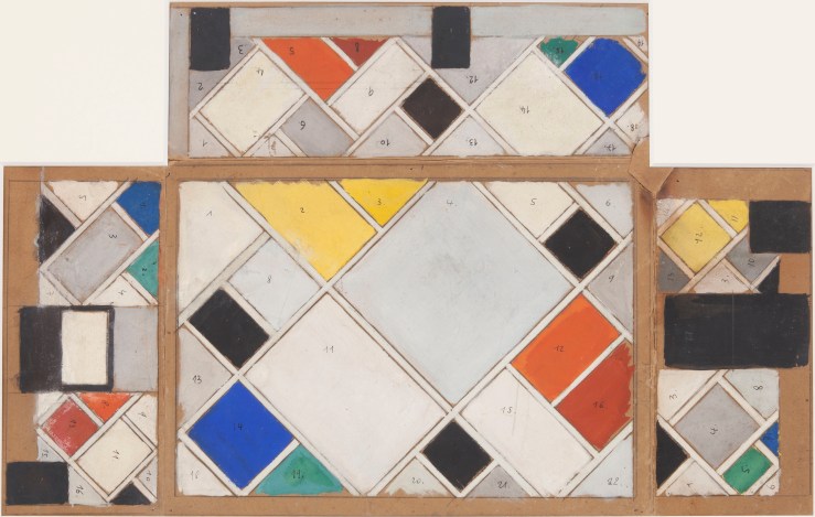 Theo van Doesburg - Colour design for ceiling and three walls, small ballroom, conversion of Café Aubette interior Strasbourg Courtesy Galerie Gmurzynska AG © the Artist. All rights reserved  